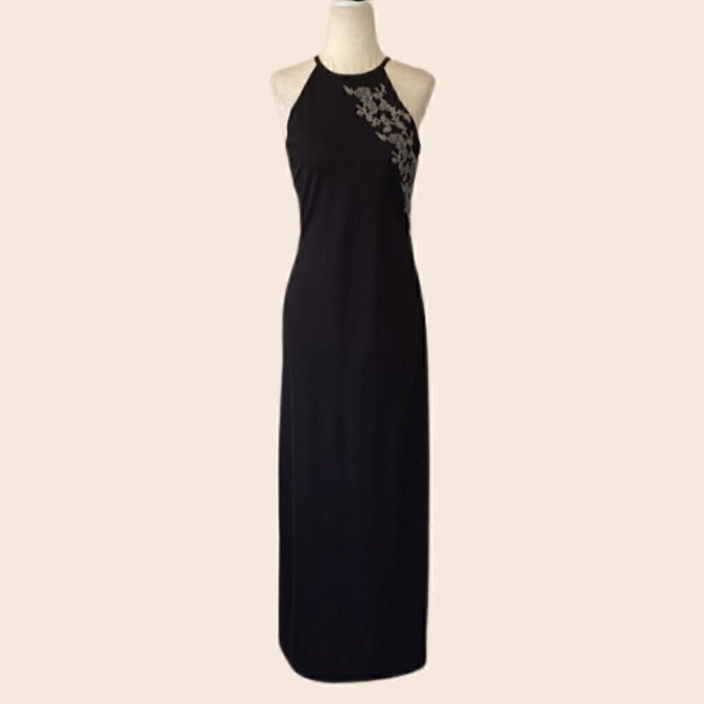 Vintage La Belle 90's / 00s Maxi Formal Dress with floral decals Size M